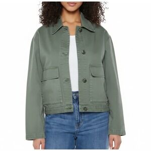 GAP Women XXL Olive Green Cotton Utility Chore Jacket Button Front 1858834